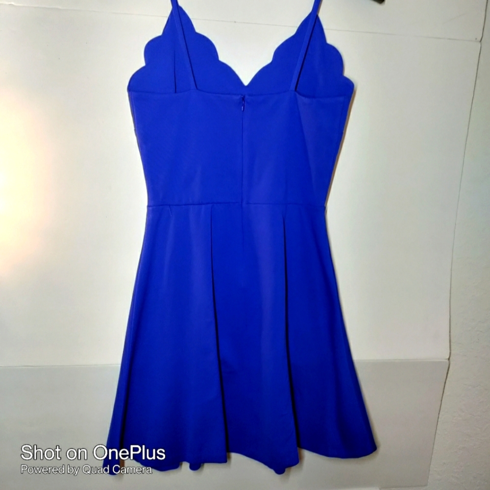 🎁 Love a day Size  M women Nice blue color Juniors V Neck Dres spaghetti strips